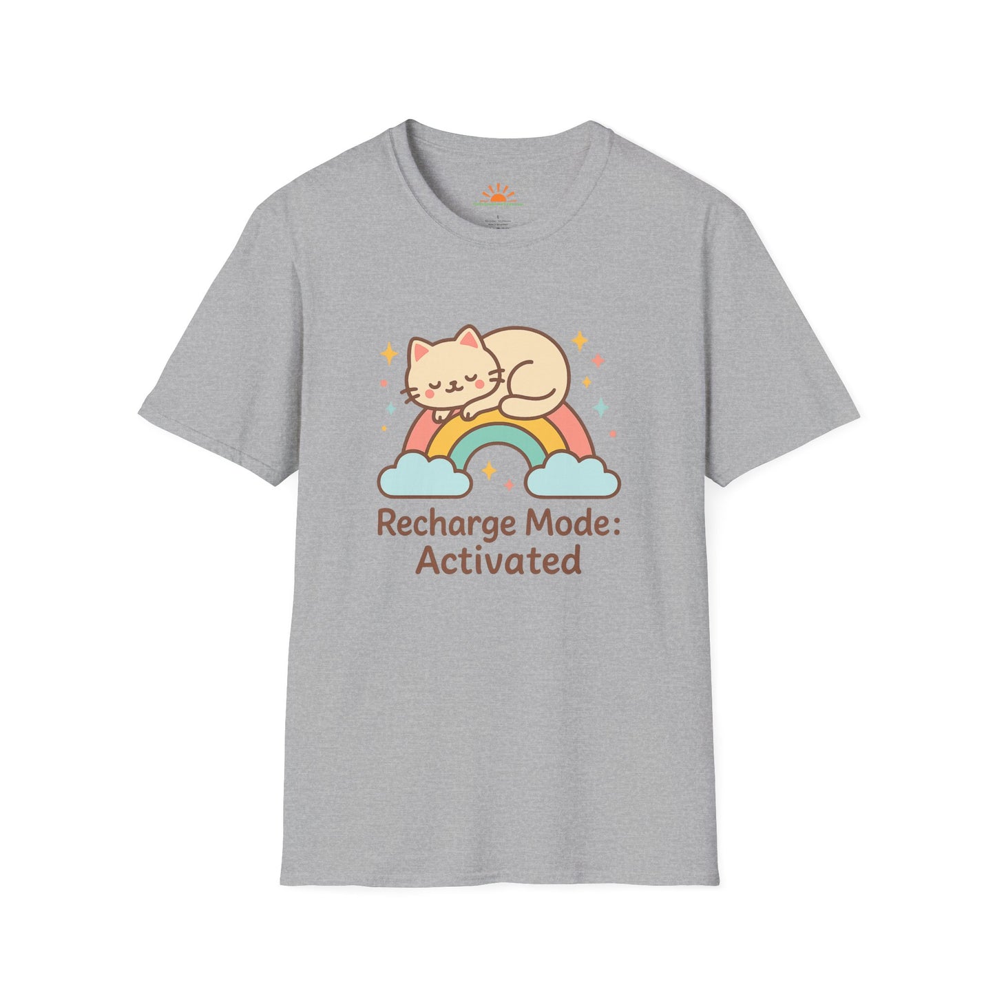 Cute Rainbow Cat Shirt – Chill and Recharge Graphic Tee - Hello Sunshine Tees