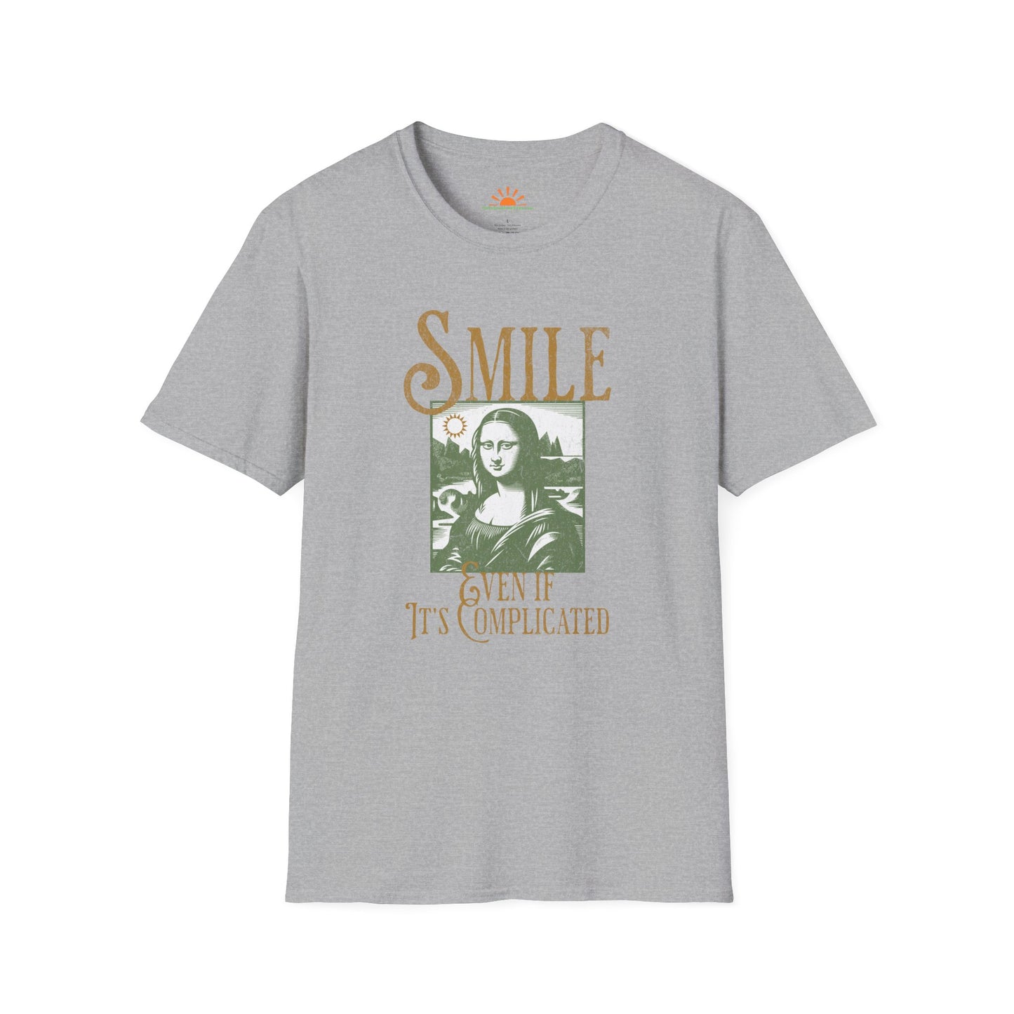 Smile Even If It’s Complicated | Funny Mona Lisa T-Shirt – Vintage Grunge Style - Hello Sunshine Tees
