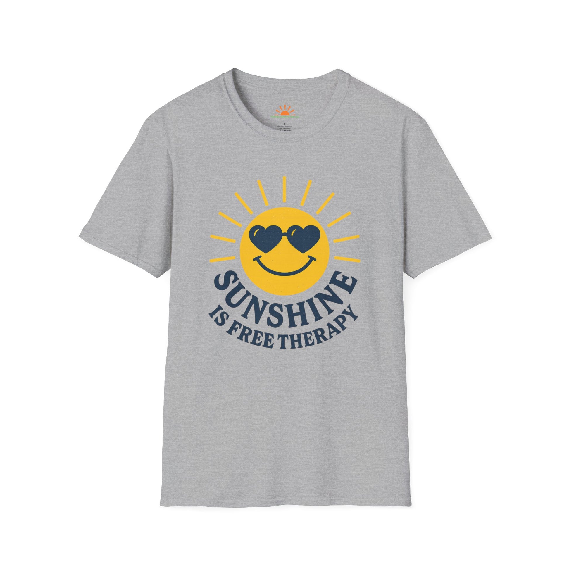 Sunshine Is Free Therapy - Retro Sun Design Tee - Grunge Texture - Hello Sunshine Tees