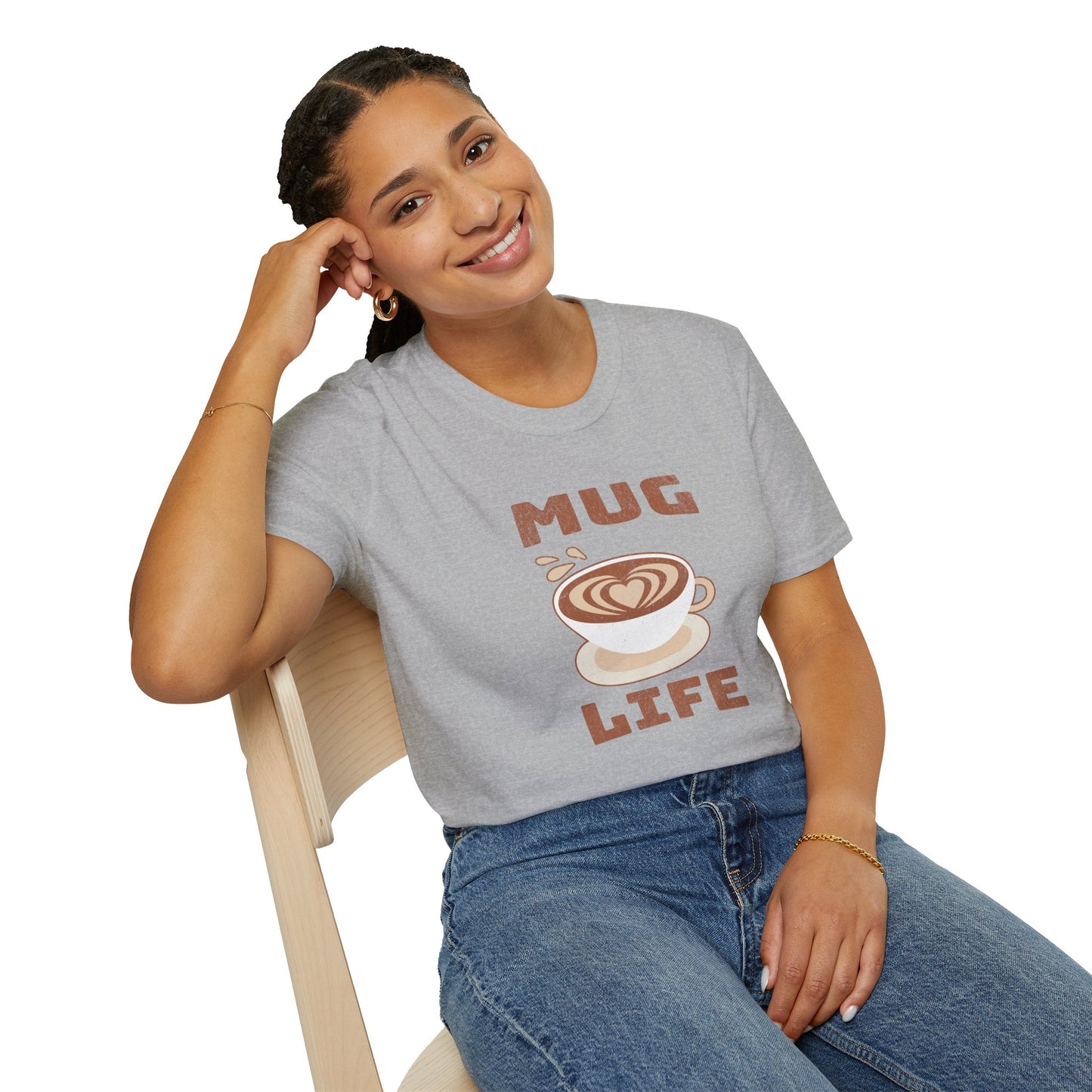 Mug Life Tee – Funny Barista Coffee Lover Shirt – Grunge Texture