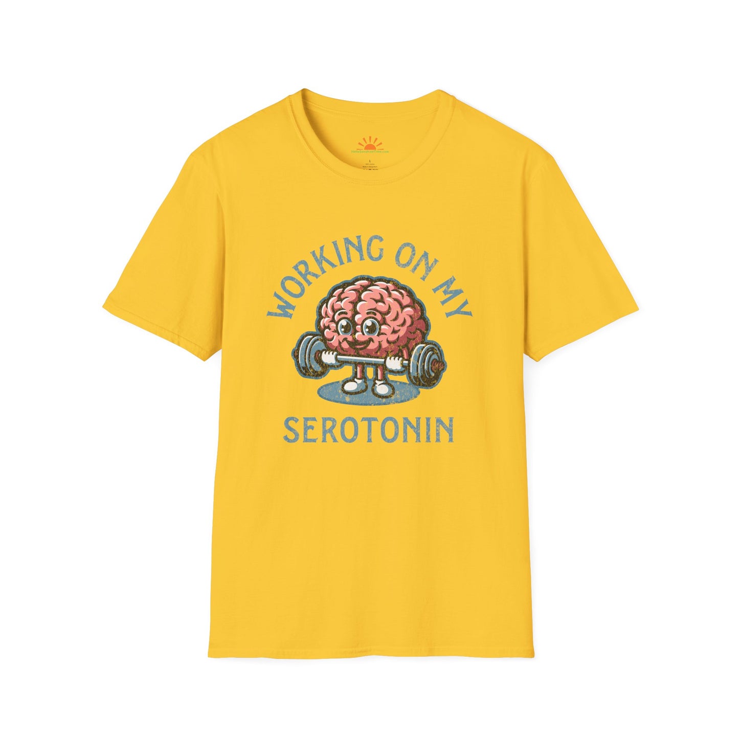 Serotonin Workout T-Shirt – Mental Health Fitness Tee – Grunge Texture - Hello Sunshine Tees