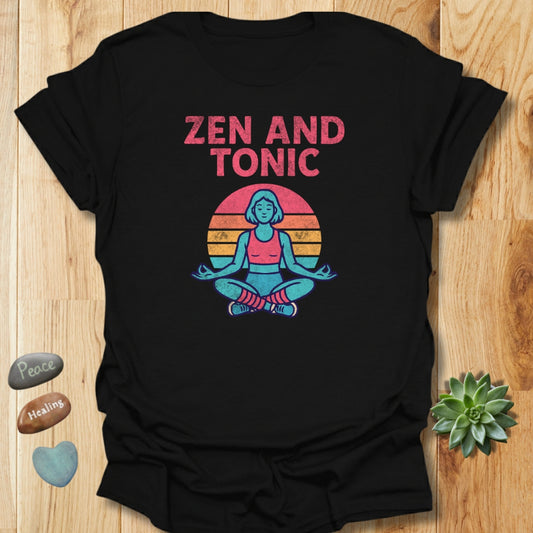 Zen and Tonic T-Shirt – Retro Sunset Tee – Grunge Texture