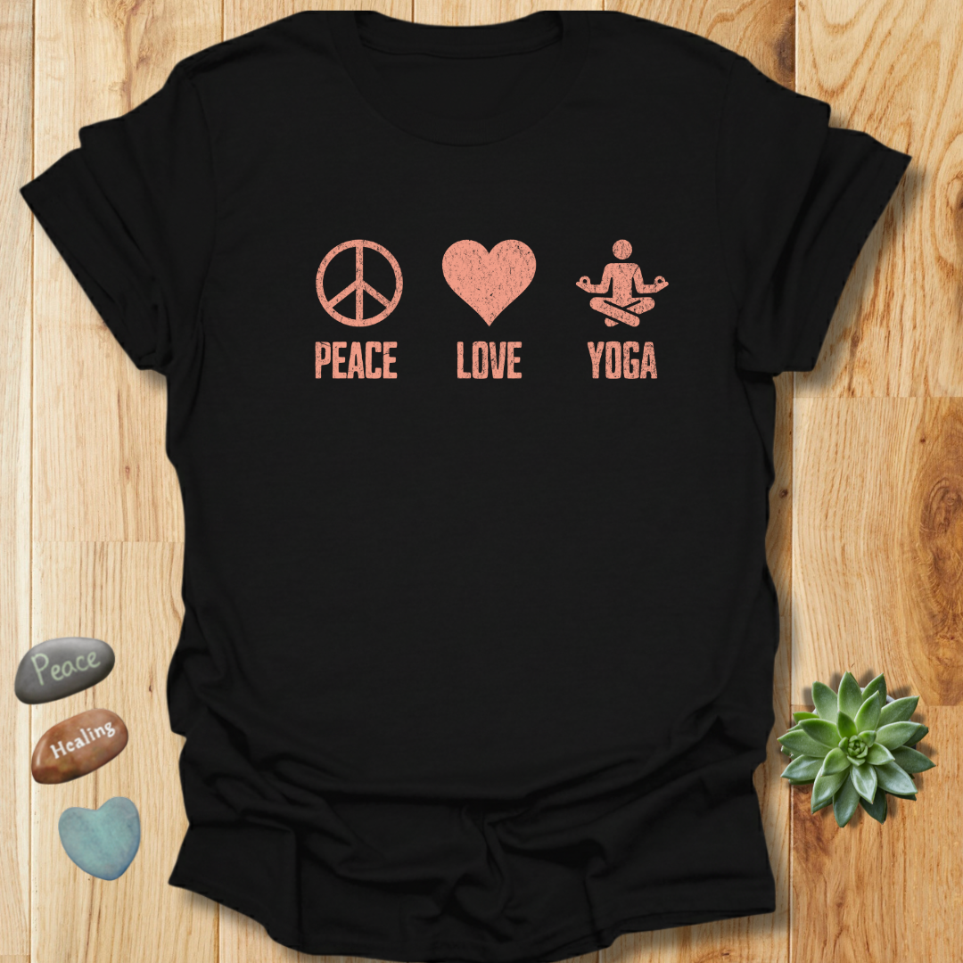 Peace Love Yoga T-Shirt - Grunge Texture
