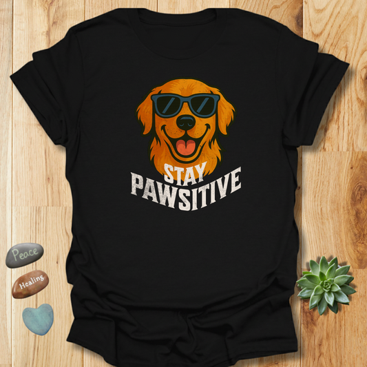 Stay Pawsitive Tee – Positive Vibes Funny Dog Graphic Shirt – Grunge Texture