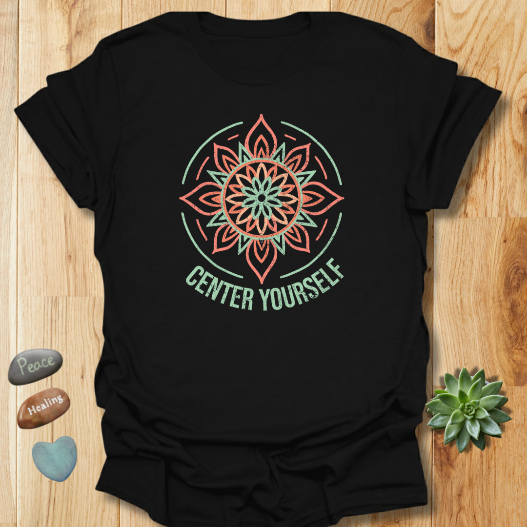 Center Yourself Mandala T-Shirt - Grunge Texture