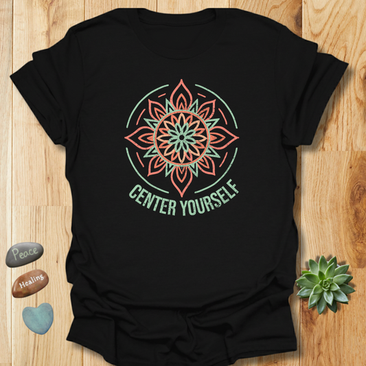 Center Yourself Mandala T-Shirt - Grunge Texture