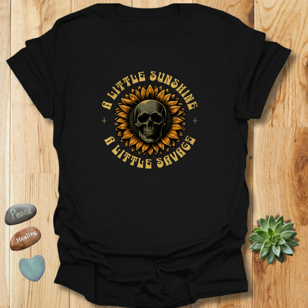 Sunflower and Skull T-Shirt – Grunge Texture