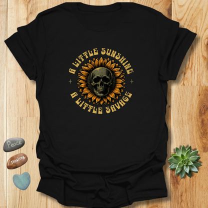 Sunflower and Skull T-Shirt – Grunge Texture