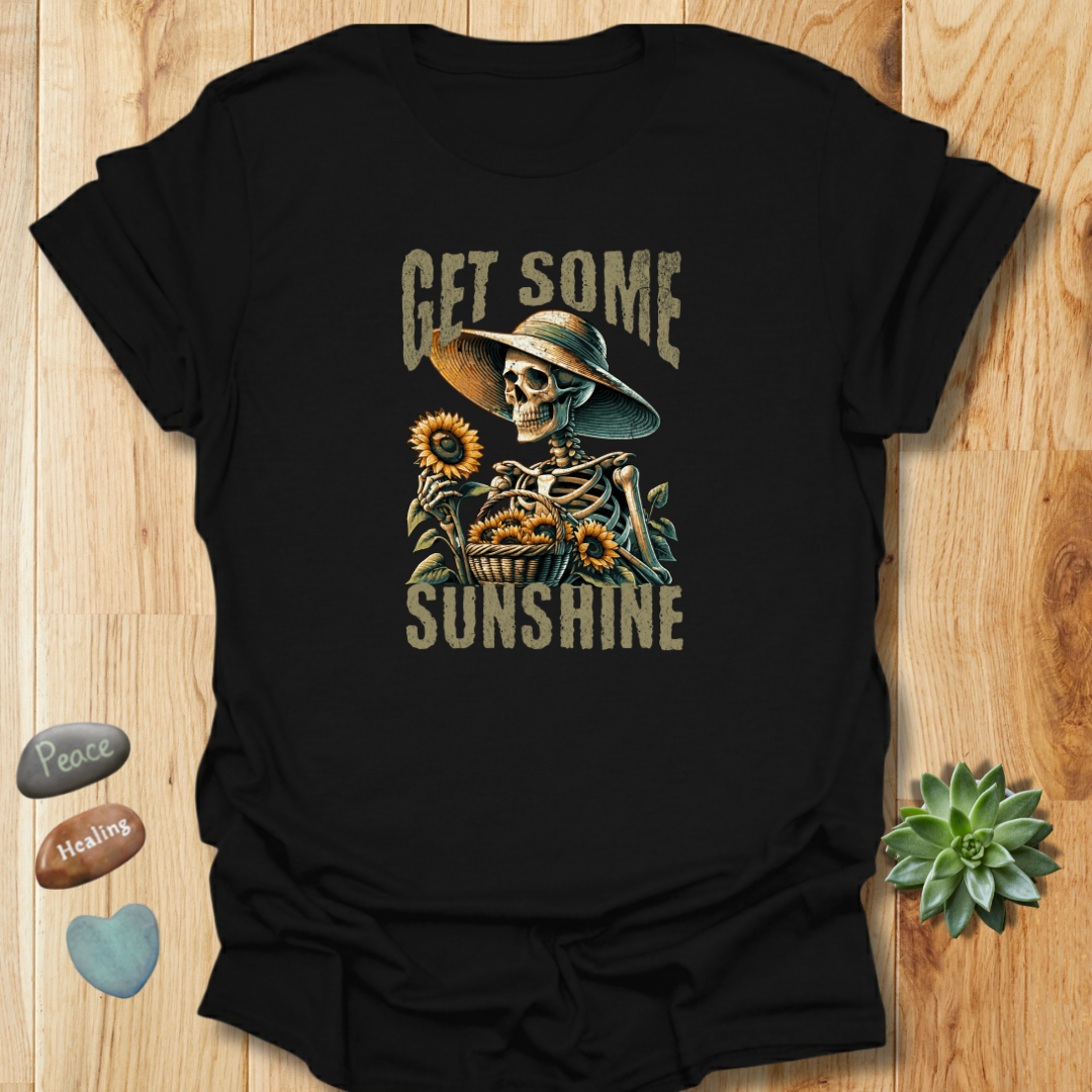 Get Some Sunshine – Skeleton Sunflower Vintage Distressed Shirt – Grunge Texture