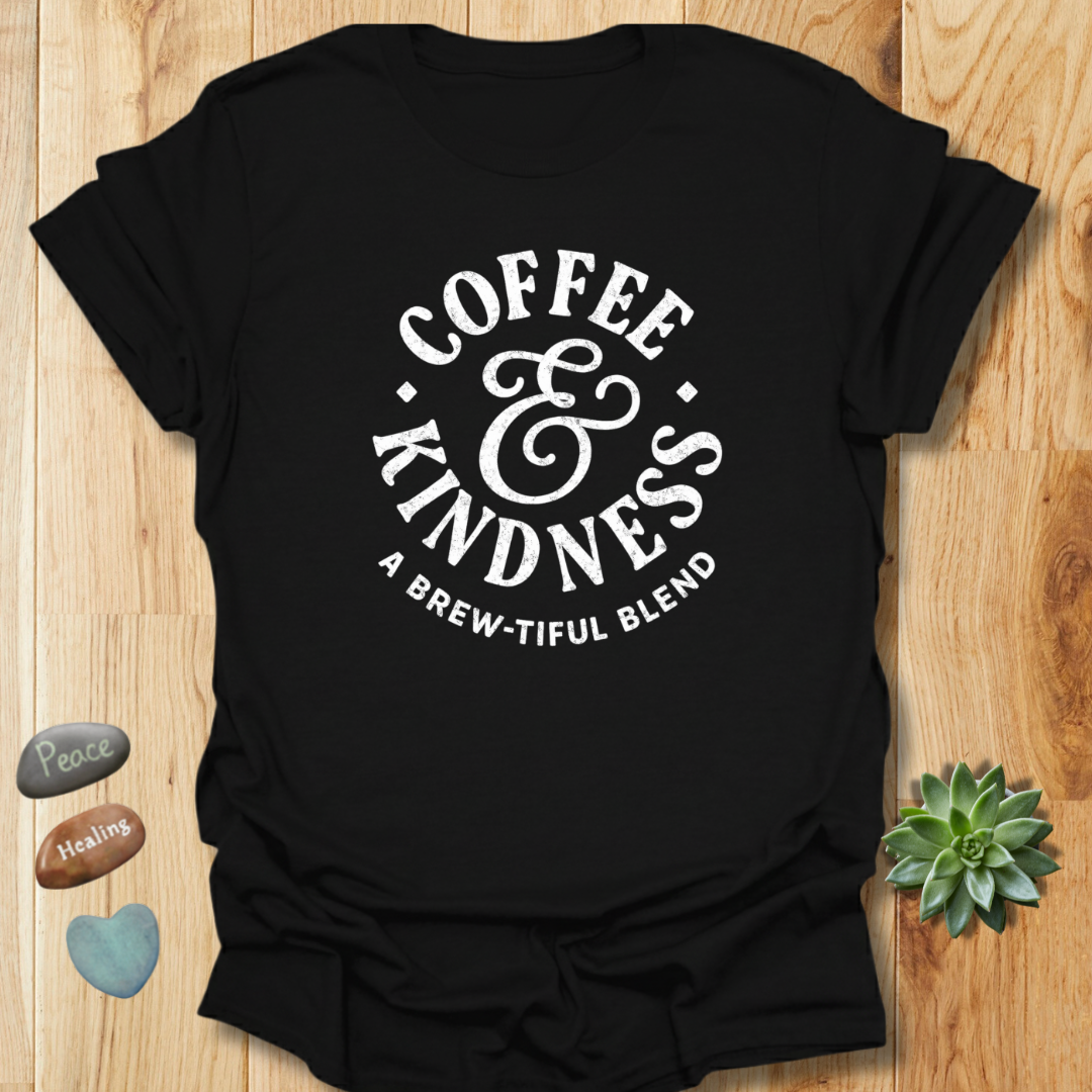 Coffee & Kindness T-Shirt – Grunge Texture