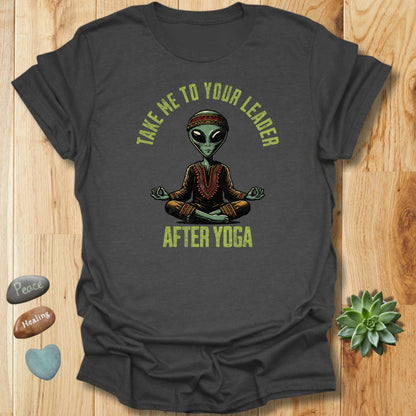 Yoga Alien Shirt – Take Me to Your Leader Funny Meditation Graphic Tee – Grunge Texture