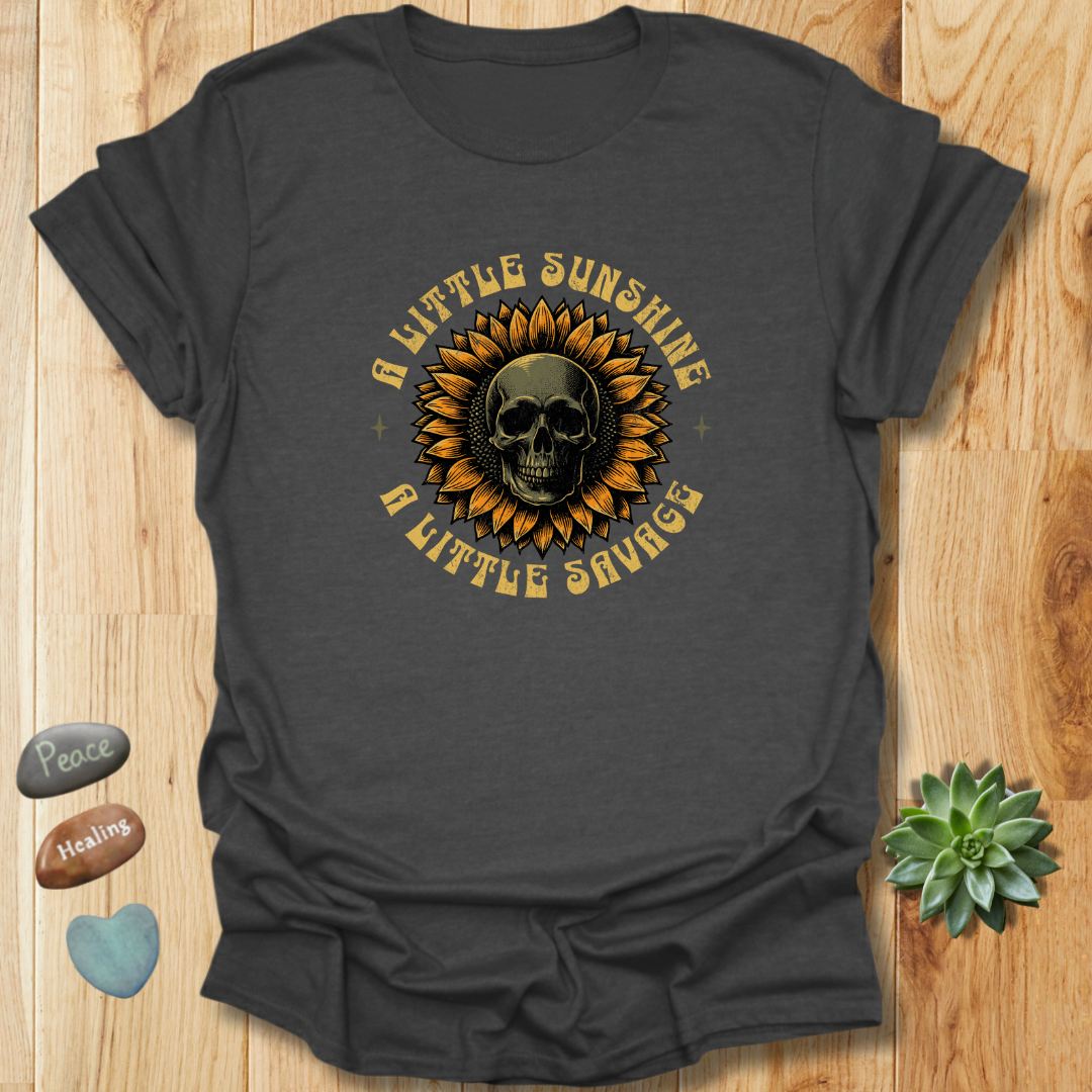 Sunflower and Skull T-Shirt – Grunge Texture