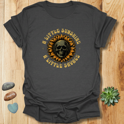 Sunflower and Skull T-Shirt – Grunge Texture