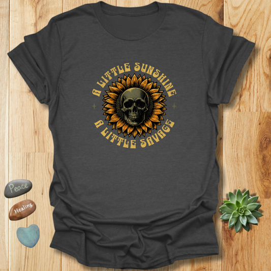 Sunflower and Skull T-Shirt – Grunge Texture