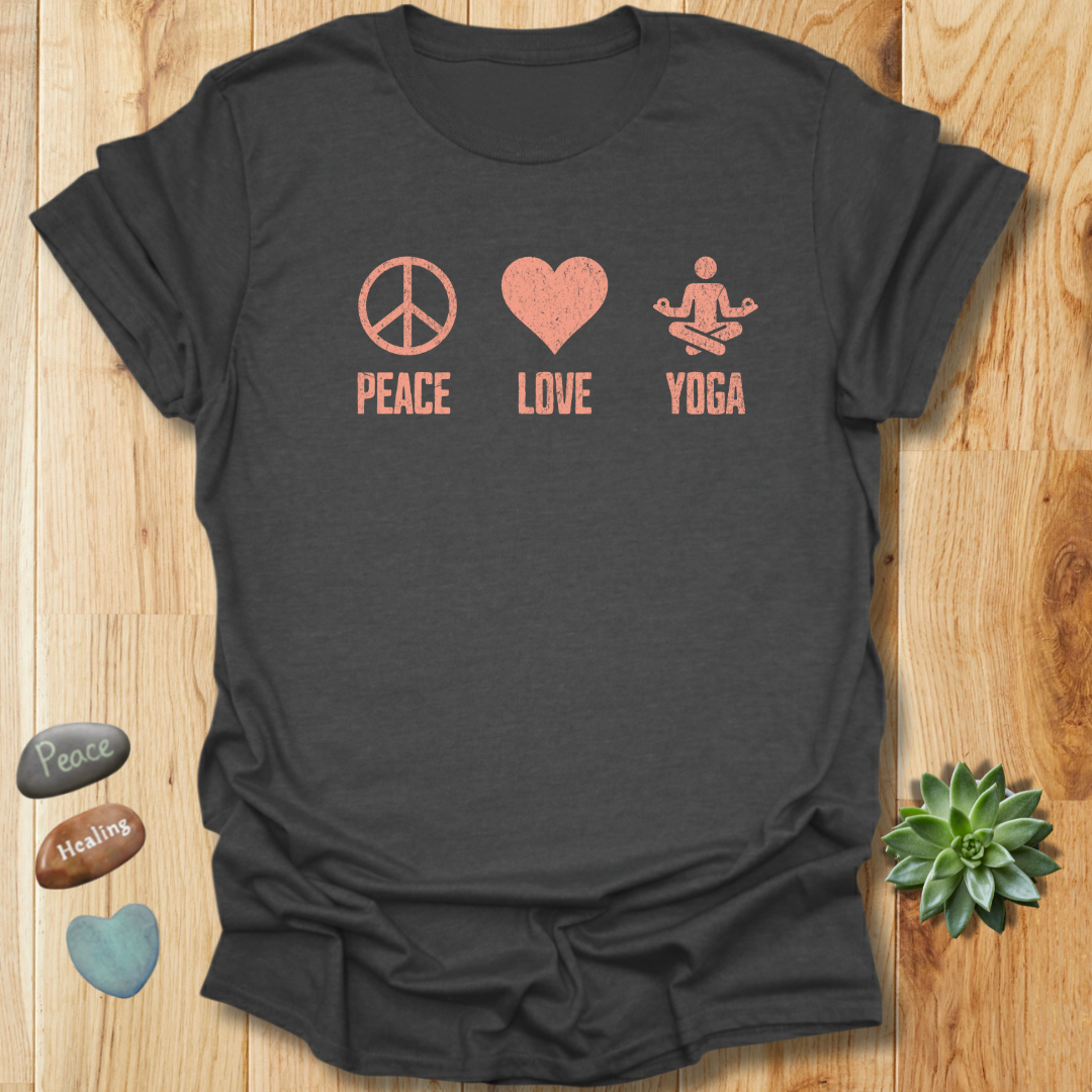Peace Love Yoga T-Shirt - Grunge Texture