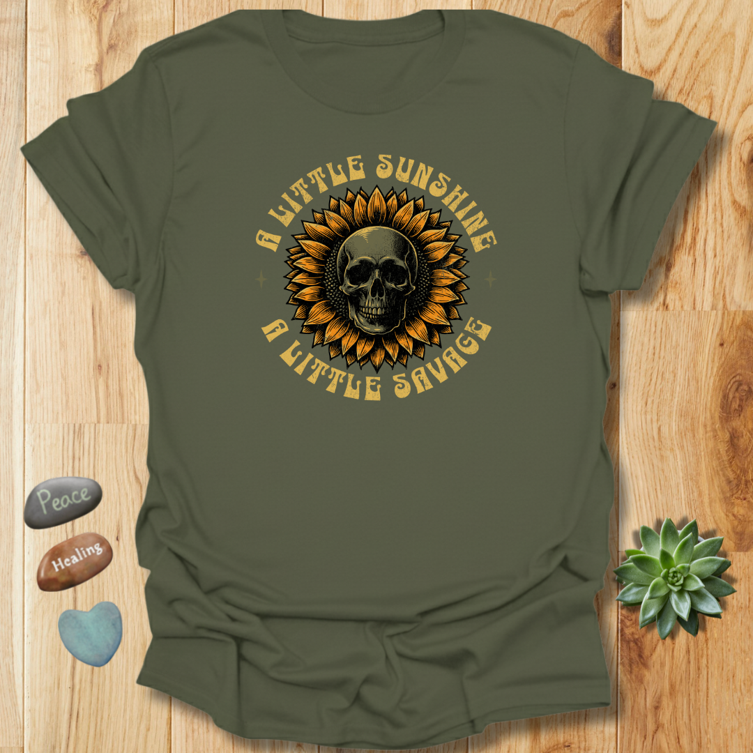 Sunflower and Skull T-Shirt – Grunge Texture