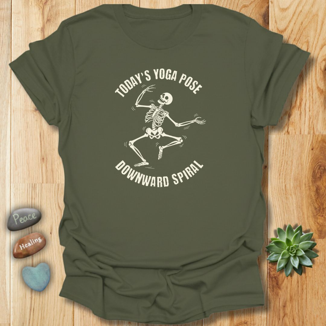 Today's Yoga Pose - Downward Spiral Funny Skeleton T-Shirt
