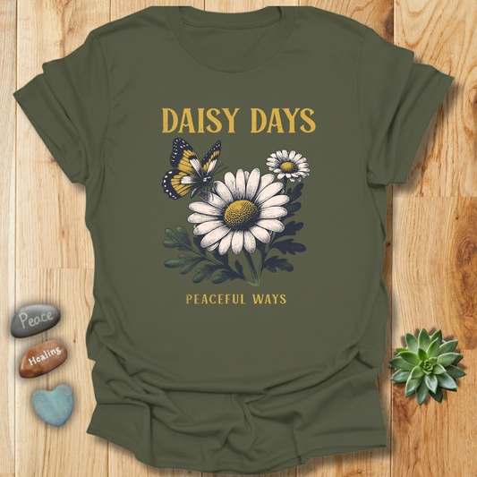 Daisy Days Peaceful Ways Shirt - Vintage Butterfly Graphic Tee – Grunge Texture