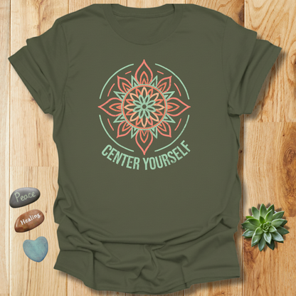 Center Yourself Mandala T-Shirt - Grunge Texture