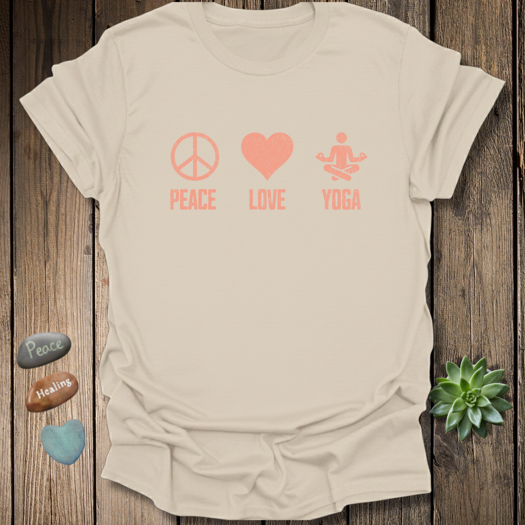 Peace Love Yoga T-Shirt - Grunge Texture
