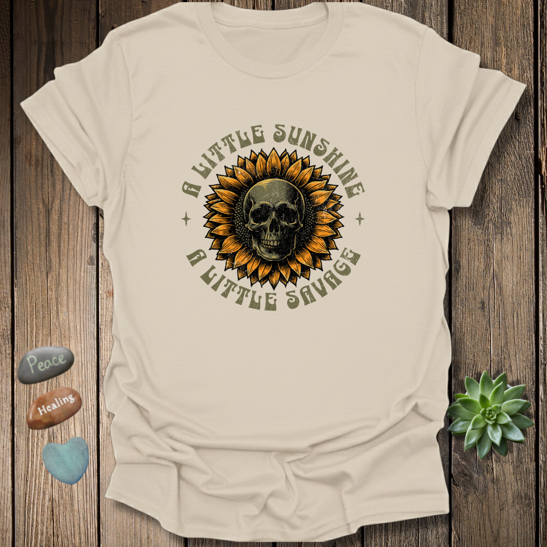 Sunflower and Skull T-Shirt – Grunge Texture