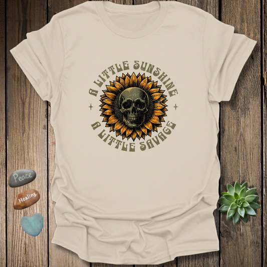 Sunflower and Skull T-Shirt – Grunge Texture