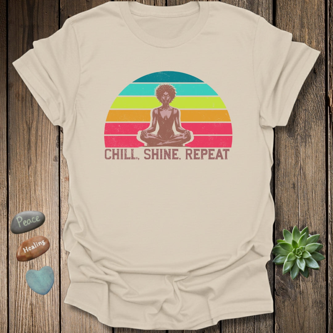 Chill Shine Repeat Mindfulness Yoga T-Shirt – Grunge Texture