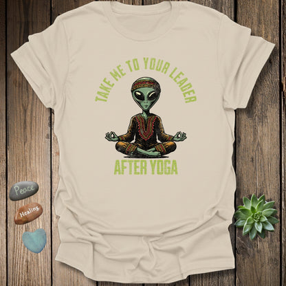 Yoga Alien Shirt – Take Me to Your Leader Funny Meditation Graphic Tee – Grunge Texture