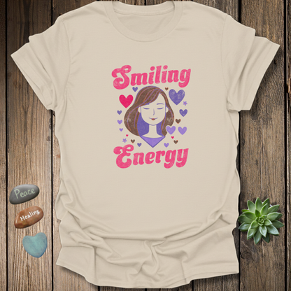 Retro Smiling Energy T-Shirt – Positivity Graphic - Grunge Texture