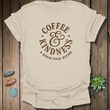 Coffee & Kindness T-Shirt – Grunge Texture