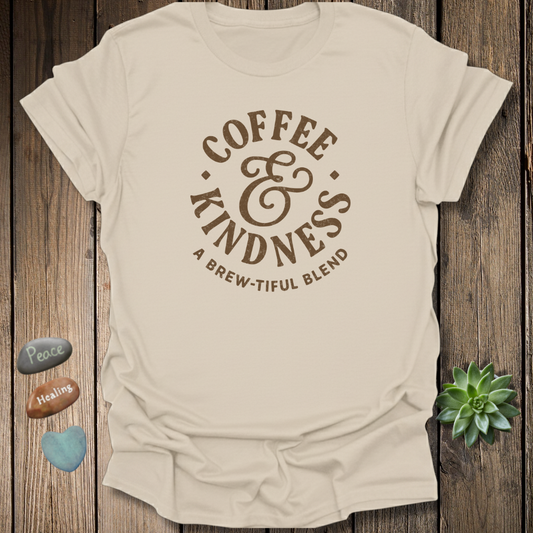 Coffee & Kindness T-Shirt – Grunge Texture