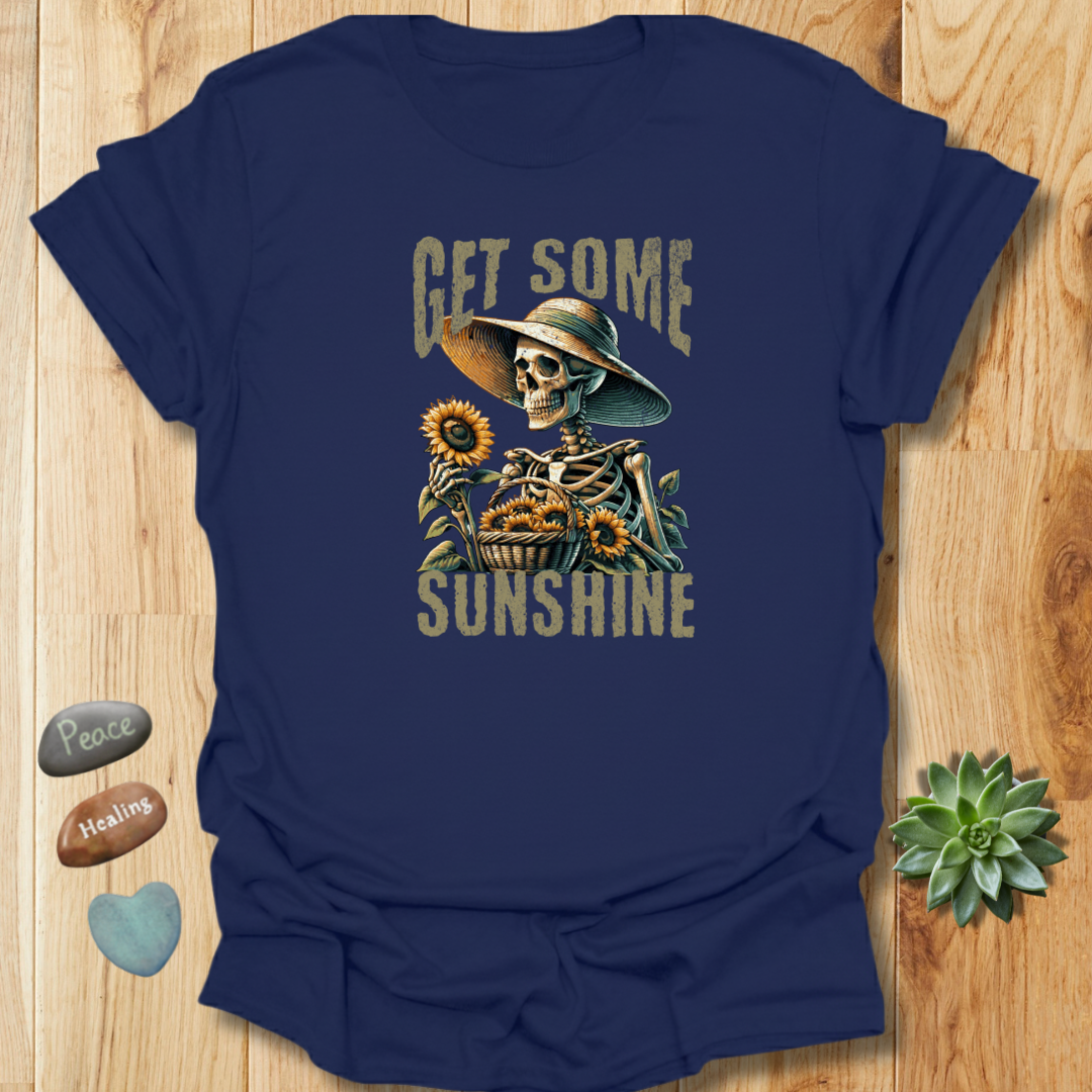 Get Some Sunshine – Skeleton Sunflower Vintage Distressed Shirt – Grunge Texture