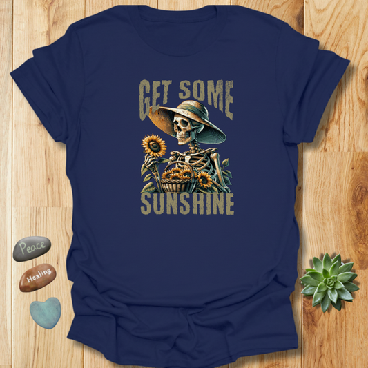 Get Some Sunshine – Skeleton Sunflower Vintage Distressed Shirt – Grunge Texture