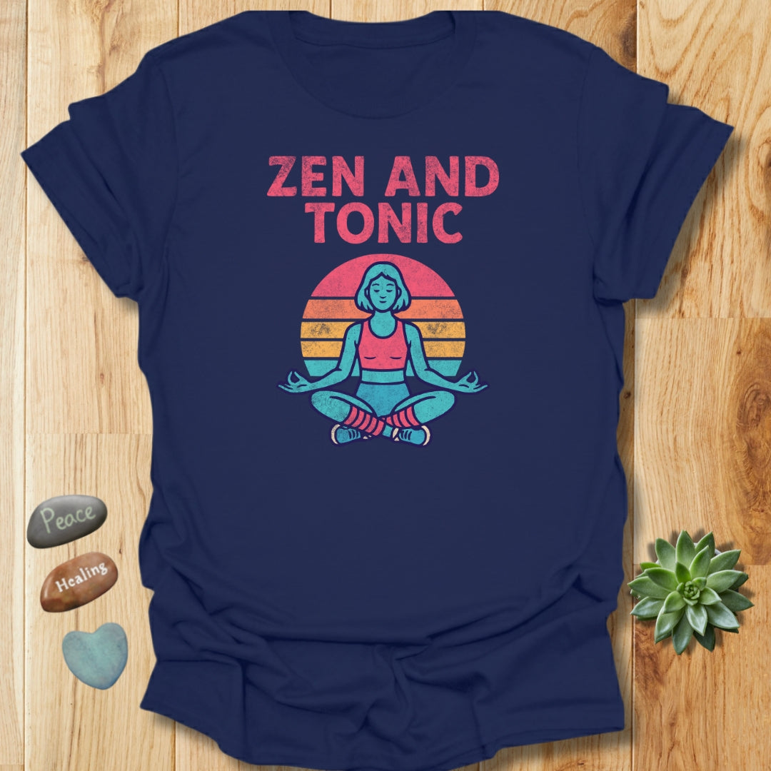 Zen and Tonic T-Shirt – Retro Sunset Tee – Grunge Texture