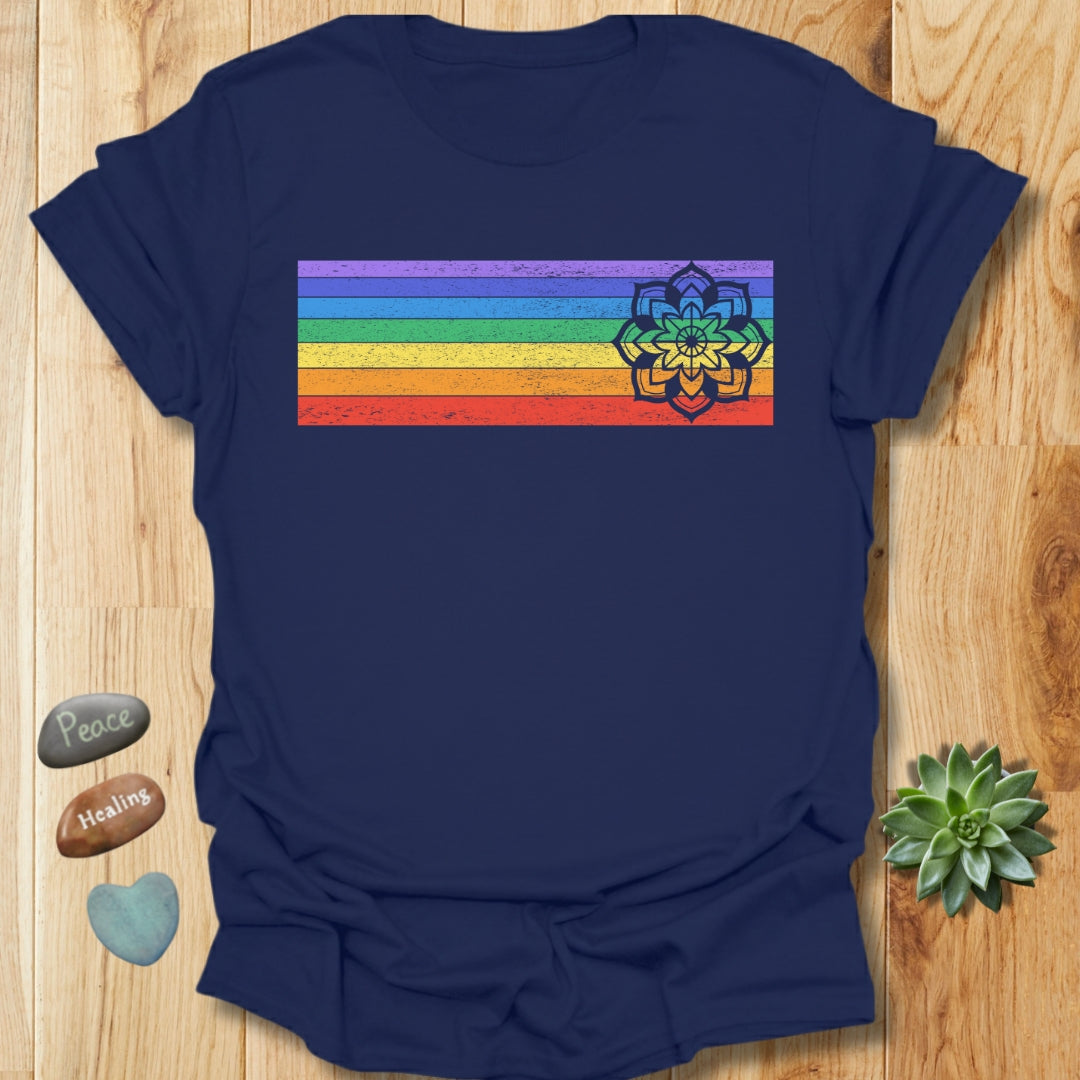 Mandala Rainbow Shirt – Spiritual Balance & Chakra Tee – Grunge Texture