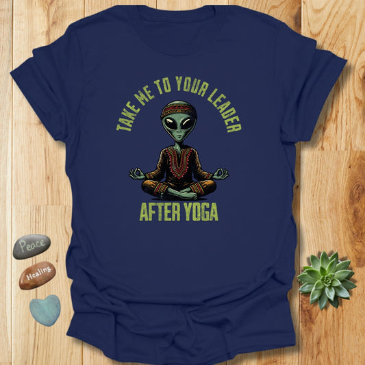 Yoga Alien Shirt – Take Me to Your Leader Funny Meditation Graphic Tee – Grunge Texture