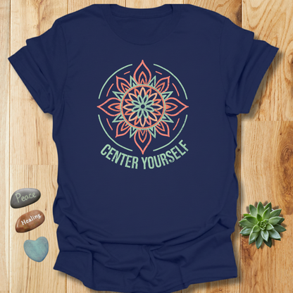 Center Yourself Mandala T-Shirt - Grunge Texture