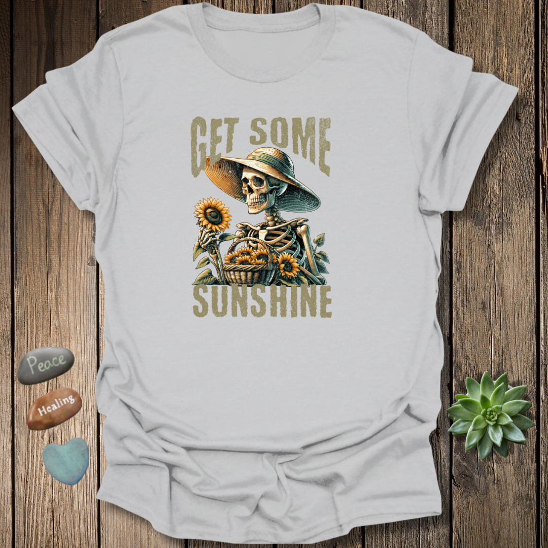 Get Some Sunshine – Skeleton Sunflower Vintage Distressed Shirt – Grunge Texture