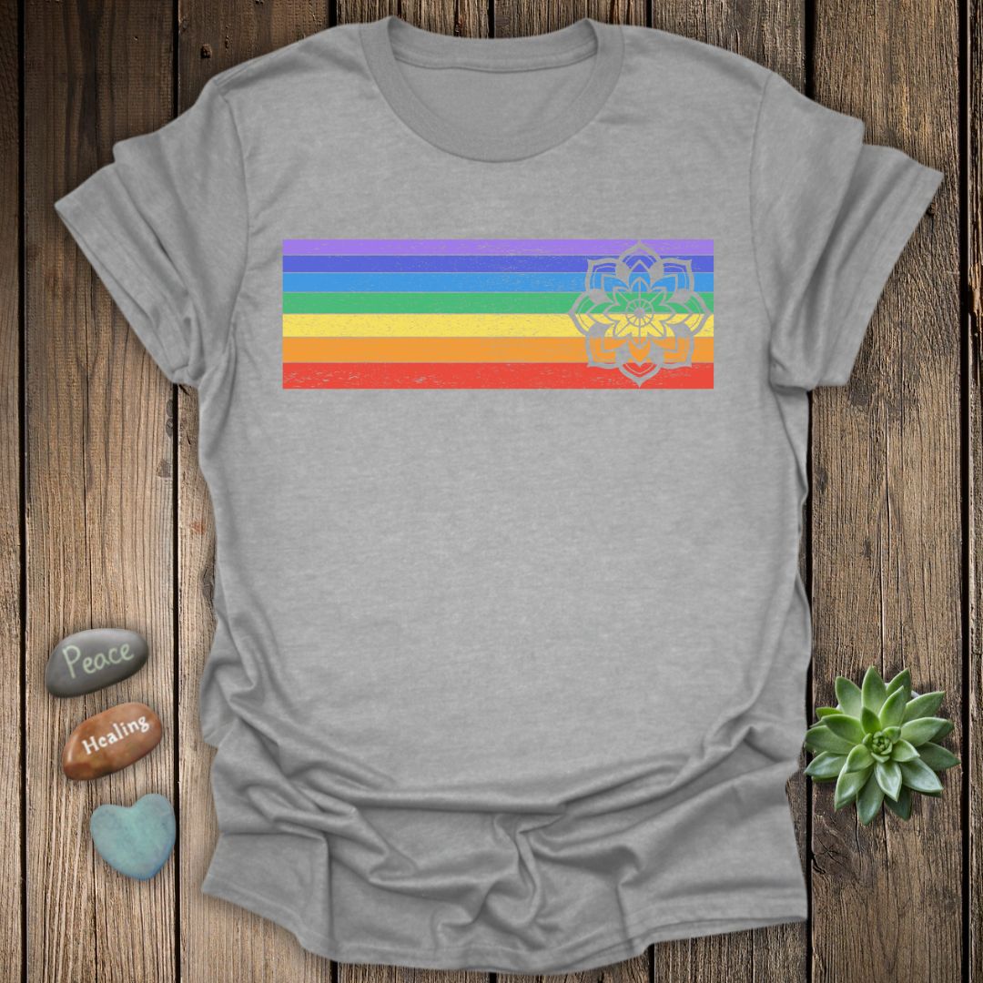 Mandala Rainbow Shirt – Spiritual Balance & Chakra Tee – Grunge Texture