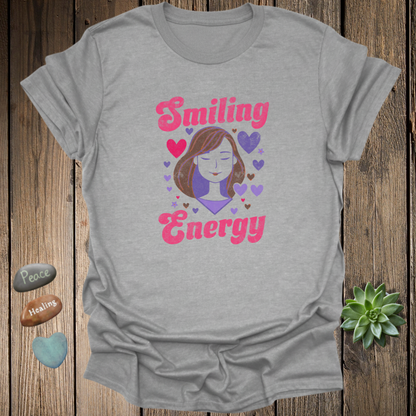 Retro Smiling Energy T-Shirt – Positivity Graphic - Grunge Texture