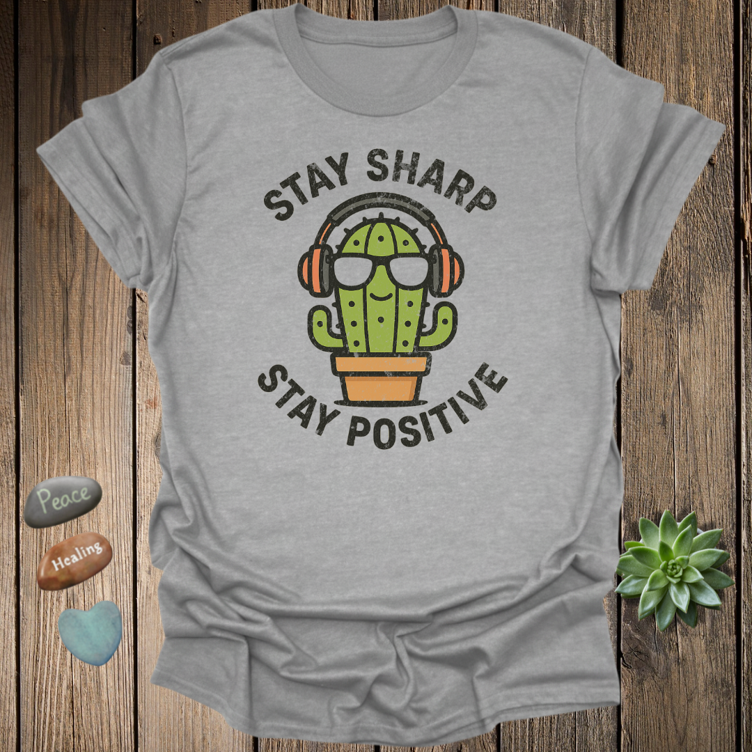 Funny Cactus Positivity T-Shirt – Grunge Texture