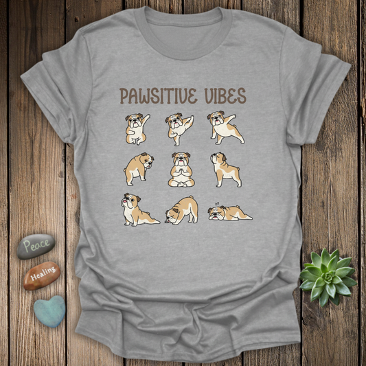 Positive Vibes Yoga Bulldog T-Shirt – Grunge Texture